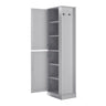 Tall Freestanding Bathroom Storage Cabinet With Adjustable Shelves And Side Hooks