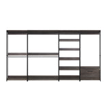 Monica - Wood Walk In Closet System Melamine 143" Modular Storage - Rustic