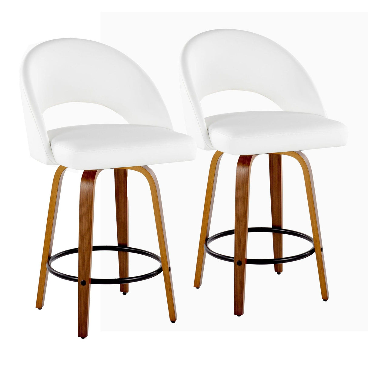 Renee - Upholstered Fixed-Height Barstool (Set of 2) - Walnut Wood Base