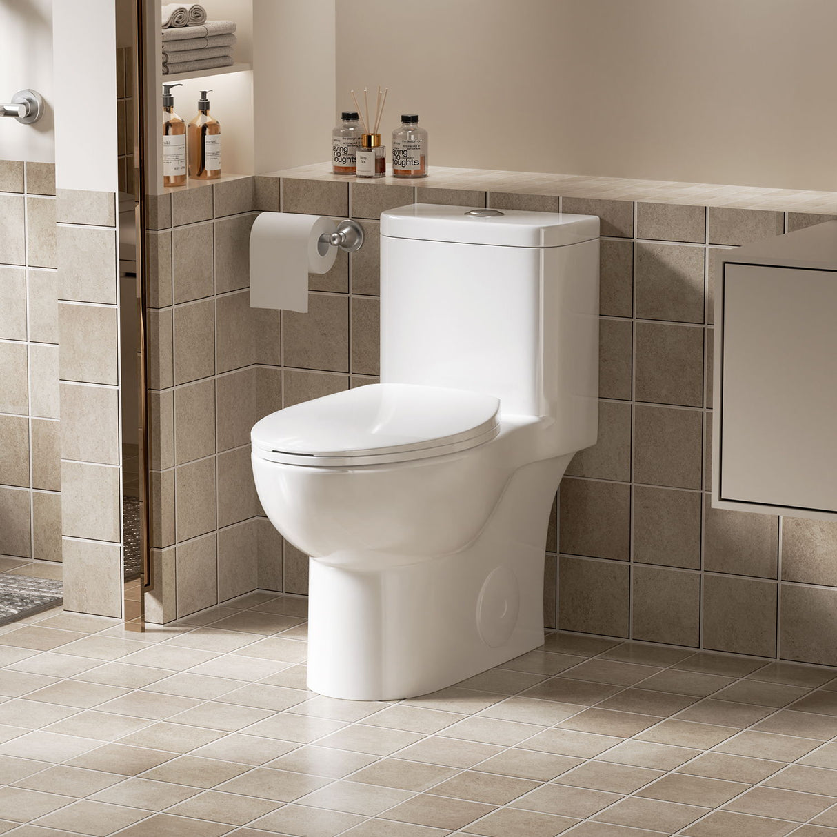 1 Piece Toilet With Tornado Flush, Soft Closing Seat