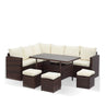 7 Piece Outdoor Dining Set With Cushions, Modular Sectional Sofa And Table