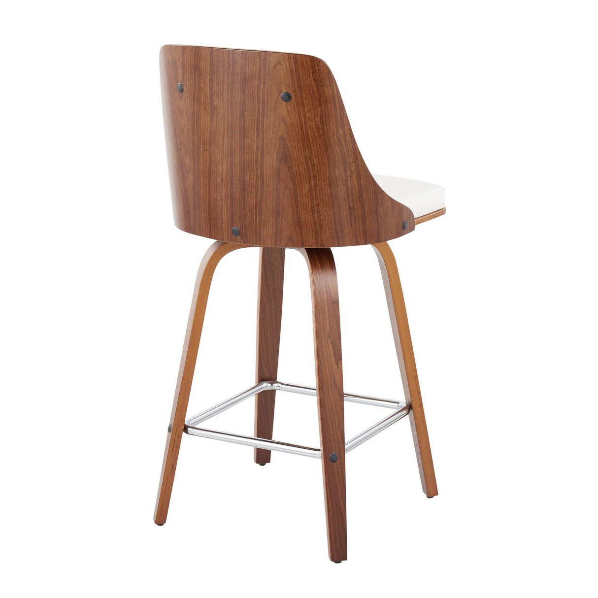Gianna - Fixed-Height Swivel Counter Stool (Set of 2) - Walnut Frame And Square Footrest