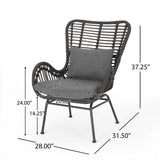 Modern Aesthetic Outdoor Rattan Accent Chair With Metal Legs