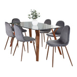 Folia - Pebble 7 Piece Dining Set - Dark Gray And Dark Brown