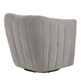 Finley - Upholstered Contemporary Swivel Accent Chair - Black Metal And Taupe Fabric