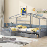 L Shape Platform Bed With 3 Storage Drawers