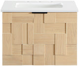 Leonardo - Engineered Stone And Solid Wood 24" Wall Mounted Bathroom Vanity