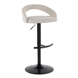 Grotto - Upholstered Adjustable Barstool - Black Metal Base
