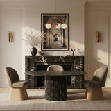 Marlowe - Linen Textured Fabric Upholstered Swivel Dining Side Chair - Stained Natural