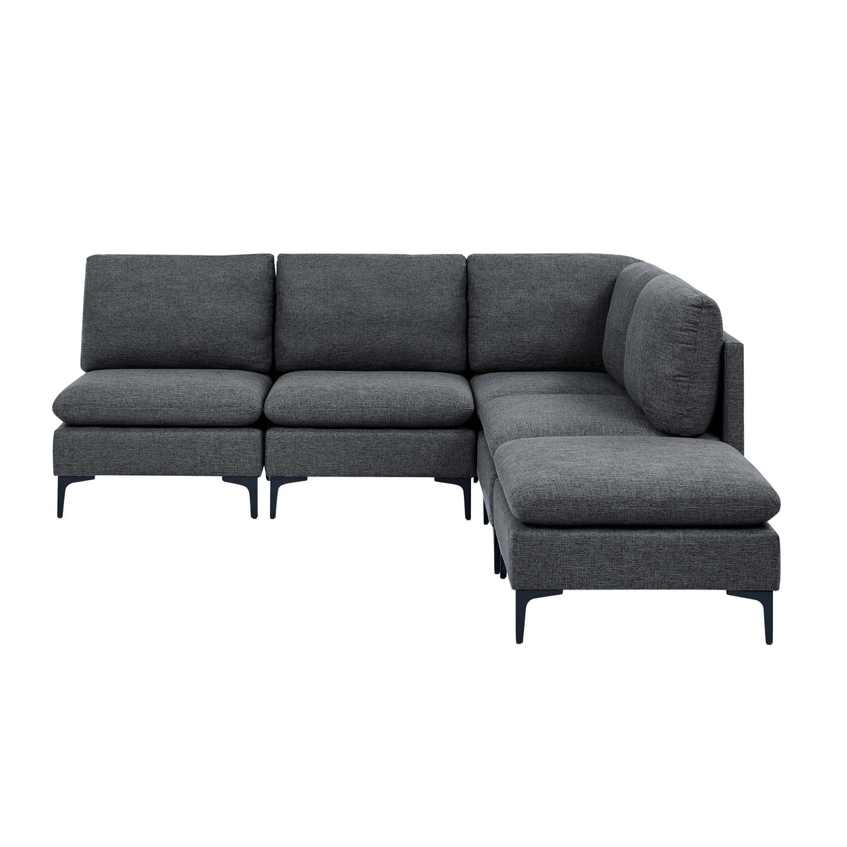 Upholstered Modular Sectional With Tall Legs, Medium Firm Seat