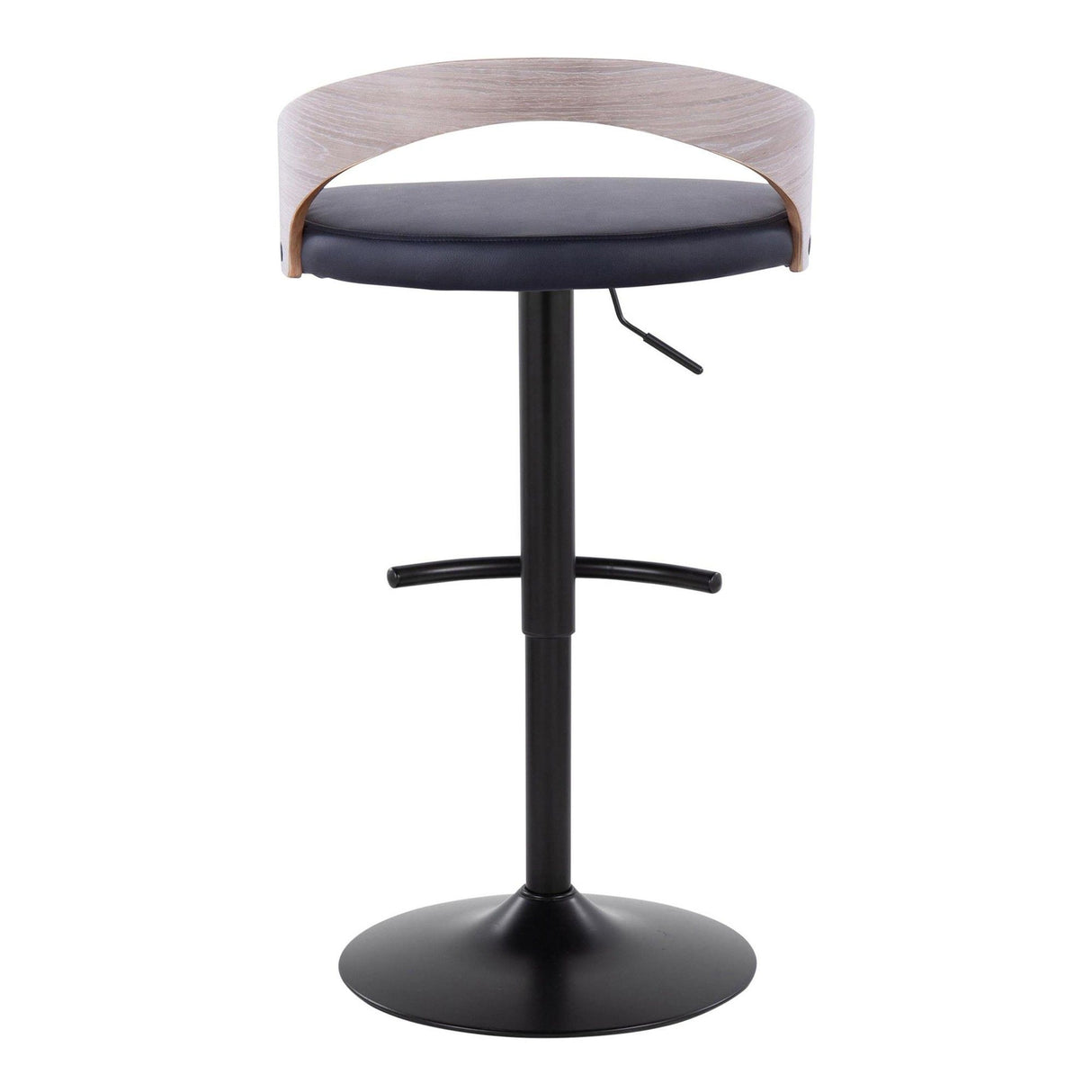 Grotto - Adjustable Barstool - Black Metal, Light Gray Wood