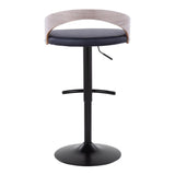 Grotto - Adjustable Barstool - Black Metal, Light Gray Wood
