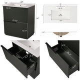 Fluted Bathroom Vanity With Ceramic Sink, Soft Close Slides
