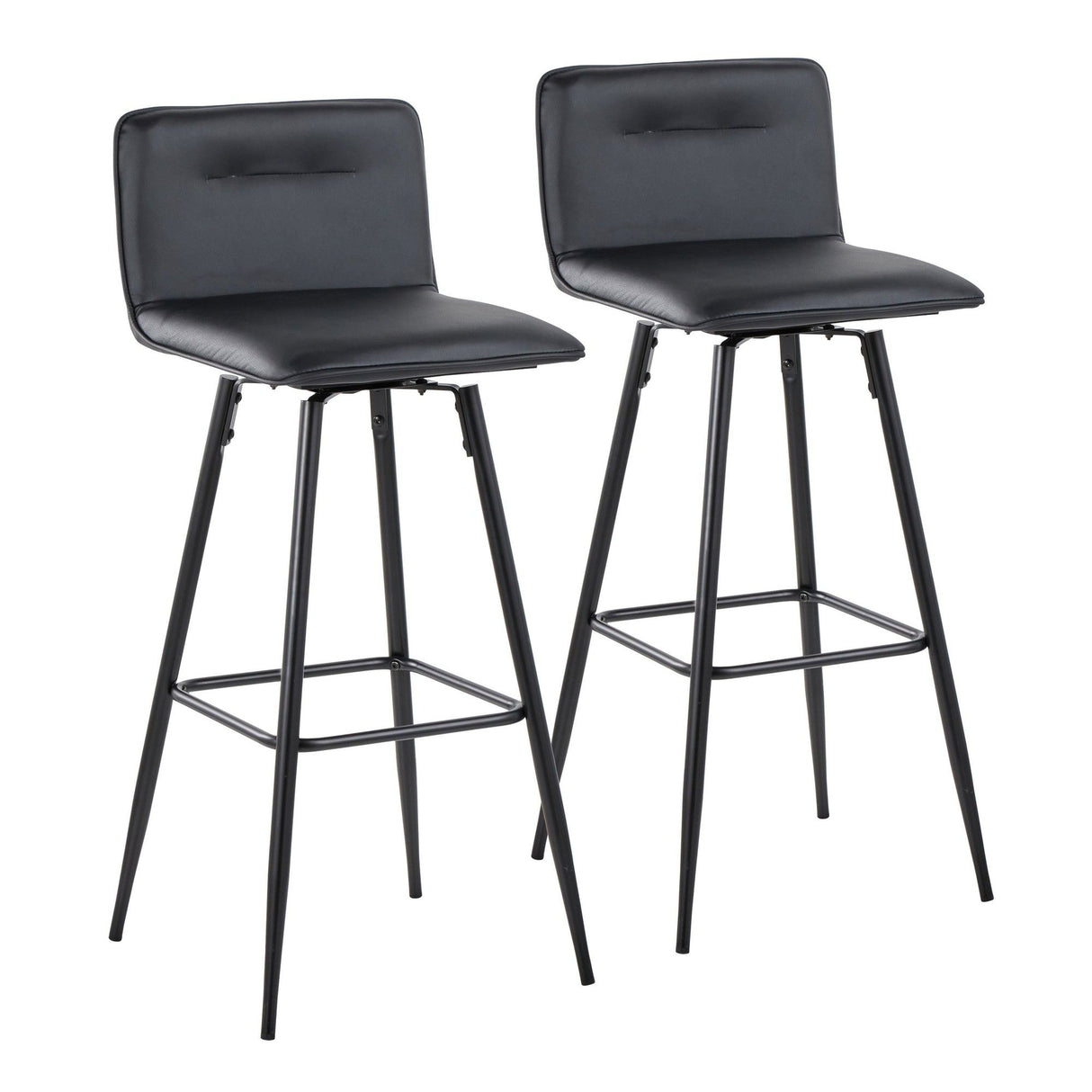 Casper - Contemporary Fixed-Height Barstool (Set of 2) - Black Metal Frame