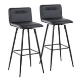 Casper - Contemporary Fixed-Height Barstool (Set of 2) - Black Metal Frame