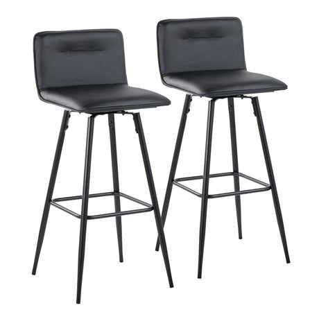 Casper - Contemporary Fixed-Height Barstool (Set of 2) - Black Metal Frame
