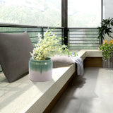 Gradient Flowerpot (Set of 2), Planter For Patio, Garden, Windowsill - White / Green