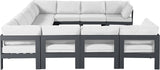Nizuc - Outdoor Patio 11 Piece Modular Sectional With Gray Frame