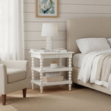 Aria - Nightstand With Styling, 2 Shelves, Pull Out Tray, Spool Turned Legs - Antique White