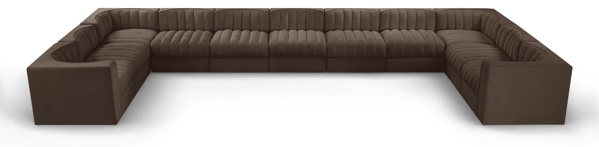 Rummi - Velvet Performance Fabric Upholstered 11 Piece Modular Sectional