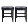 Soltique - Backless Dining Counter Stool With Nailhead Trim (Set of 2)
