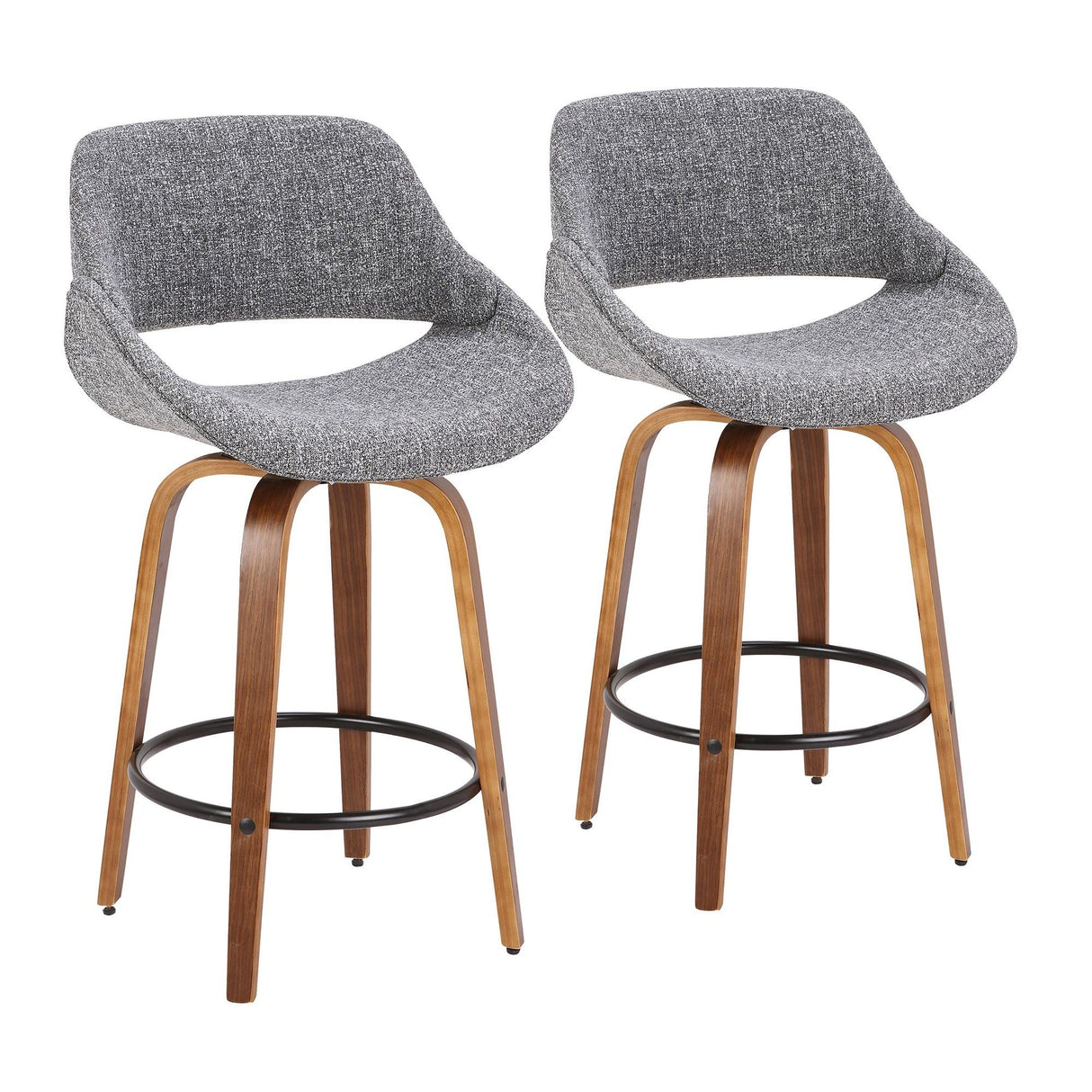 Fabrizzi - Counter Stool - Walnut Round Base (Set of 2)