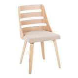 Trevi - Mid-Century Modern Dining / Accent Chair (Set of 2) - Natural Wood With Cream Fabric