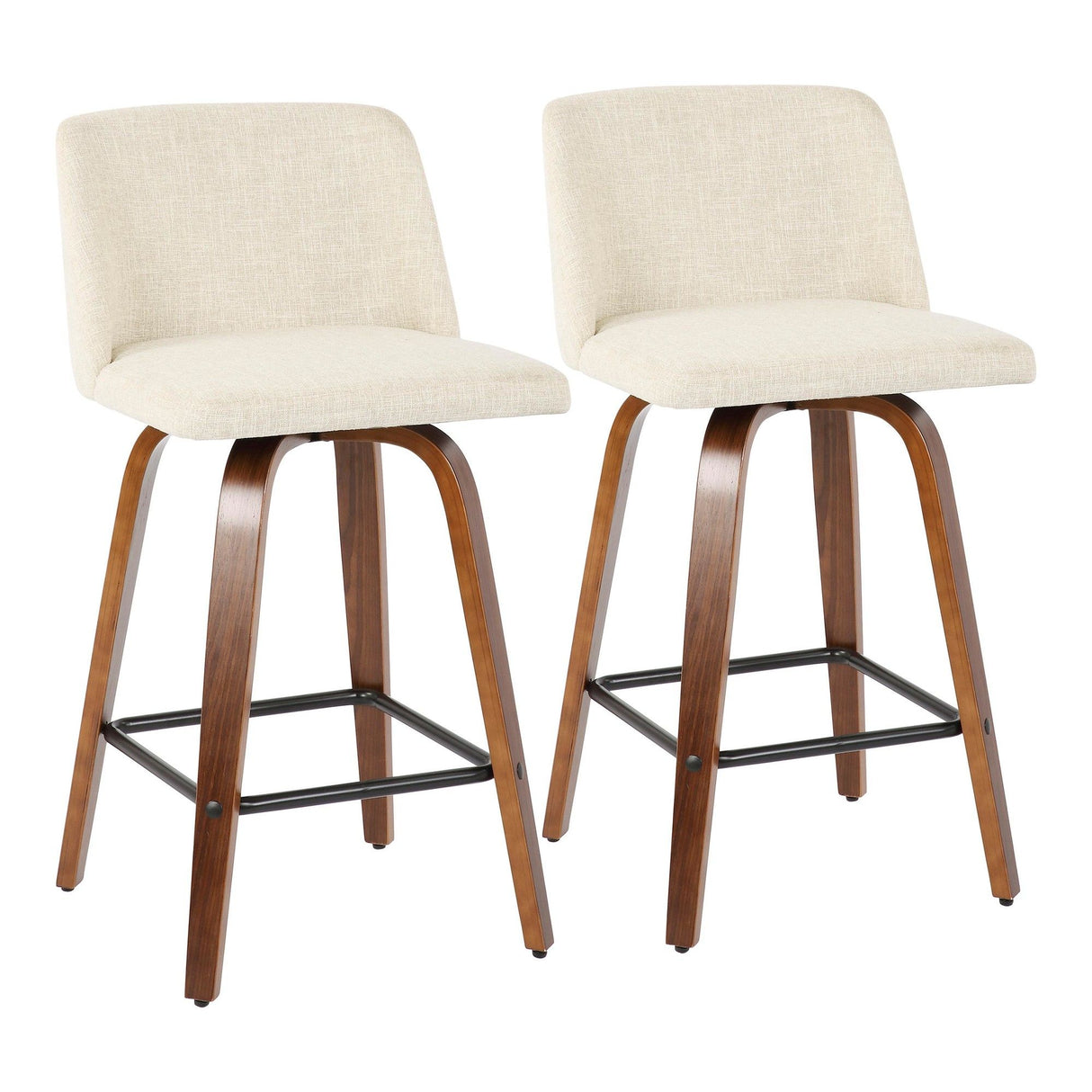 Tintori - Counter Stool (Set of 2) - Walnut And Cream Fabric
