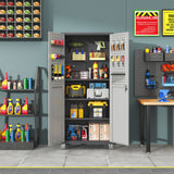 Metal Garage Storage Cabinet With Wheels Heavy Duty Tool Storage Cabinet - Brushed Nickel