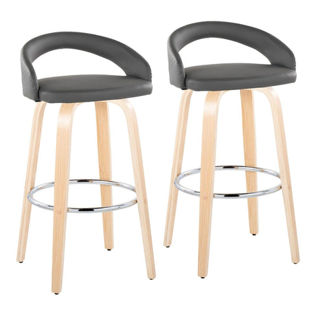 Grotto - Upholstered Fixed-Height Barstool (Set of 2) - Natural Wood