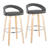 Grotto - Upholstered Fixed-Height Barstool (Set of 2) - Natural Wood