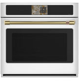 Café CTS90DP4ZW2 matte white wall oven installed in kitchen cabinetry