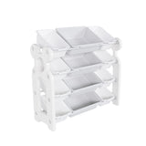 Multi Functional Kids Toy Storage Organizer Cabinet With Hdpe Shelf And 12 Bins - Gray White