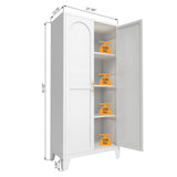 2 Shapely Doors Cabinet Metal Storage Cabinet With Doors And Adjustable Shelves For Bedroom Living Room - White