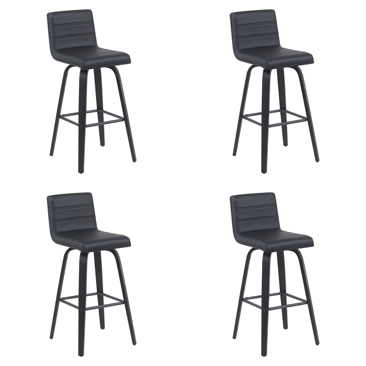 Vienna - Modern Swivel Bar Height Stool - Black Brushed Wood Frame