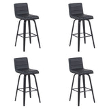 Vienna - Modern Swivel Bar Height Stool - Black Brushed Wood Frame
