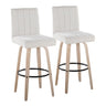 Hannah - 30" Fixed-Height Barstool With Swivel And Round Black Metal Footrest (Set of 2) - Whitewashed Wood