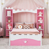 Castle Shaped Bed With Storage Shelf, Dreamy Platform Bed For Kids Bedroom