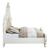 Vanaheim - Eastern King Bed - Beige Synthetic Leather & Antique White