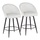 Matisse - 26" Highback Fixed-Height Counter Stool With Swivel And Round Black Metal Footrest (Set of 2) - Black Metal