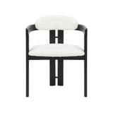 Jazmin - Curved Back Wood Dining Chair With Boucle Fabric Seat Set