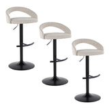 Grotto - Upholstered Adjustable Barstool - Black Metal Base