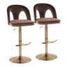 Ava - Upholstered Adjustable Barstool (Set of 2) - Gold Base