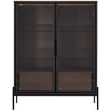 Modern Minimalist Style LED Curio Cabinet With Tempered Glass Door, Metal Legs
