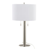 Master - 29" Metal Table Lamp (Set of 2) - Polished Nickel And White Linen Shade from Grandview Gallery