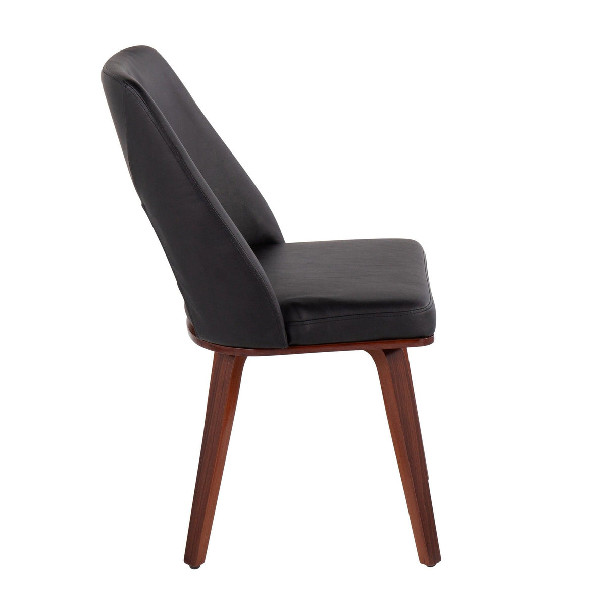 Trilogy - Mid-Century Modern Upholstered Chair (Set of 2) - Walnut Bamboo And Black Faux Leather