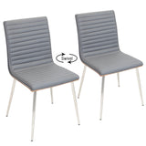 Mason - Contemporary Swivel Dining / Accent Chair (Set of 2) - Stainless Steel, Walnut Wood