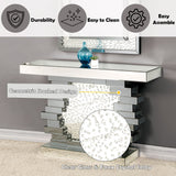 Nysa - 47" X 14" Console Table - Mirrored & Faux Crystals