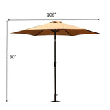 8.8' Outdoor Aluminum Patio Umbrella, Market Umbrella With 33 Pounds Round Resin Umbrella Base Lift