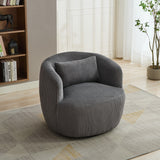 Wide Upholstered Corduroy 360° Swivel Barrel Soft Chair With Pillow